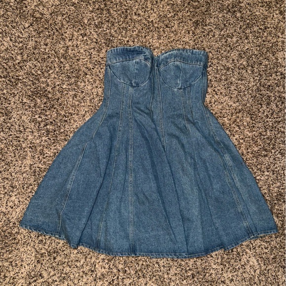 Blue Blush Dresses & Skirts - Punchy Blonde strapless denim dress